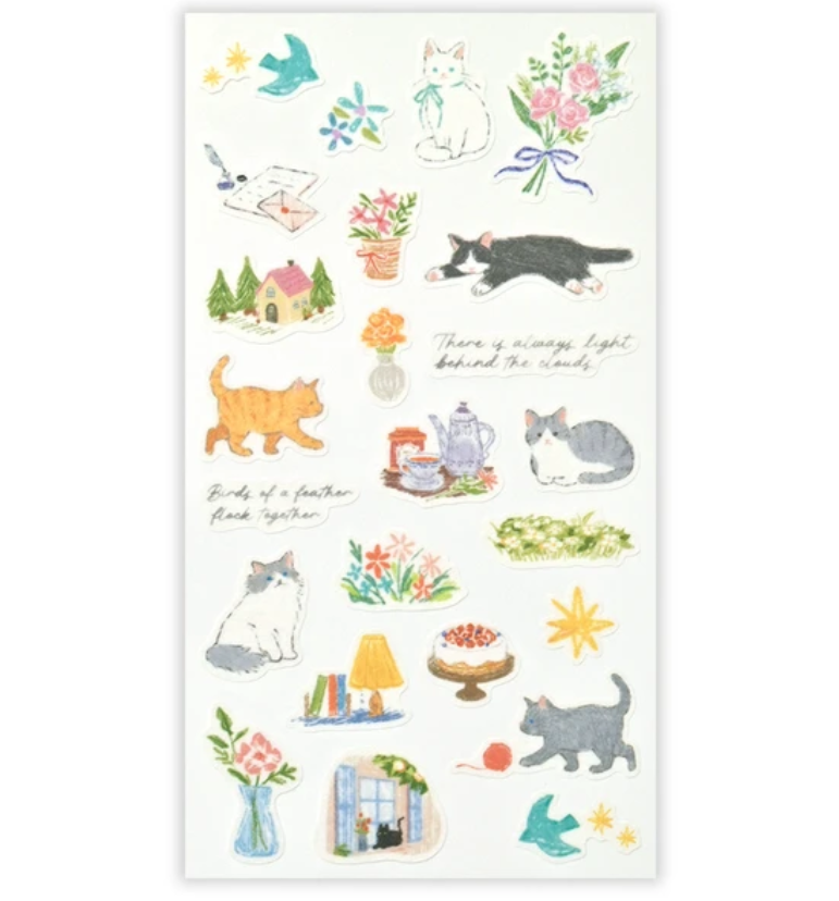 Deco Time Cat Sticker Set | Japanese Washi & Paper Stickers