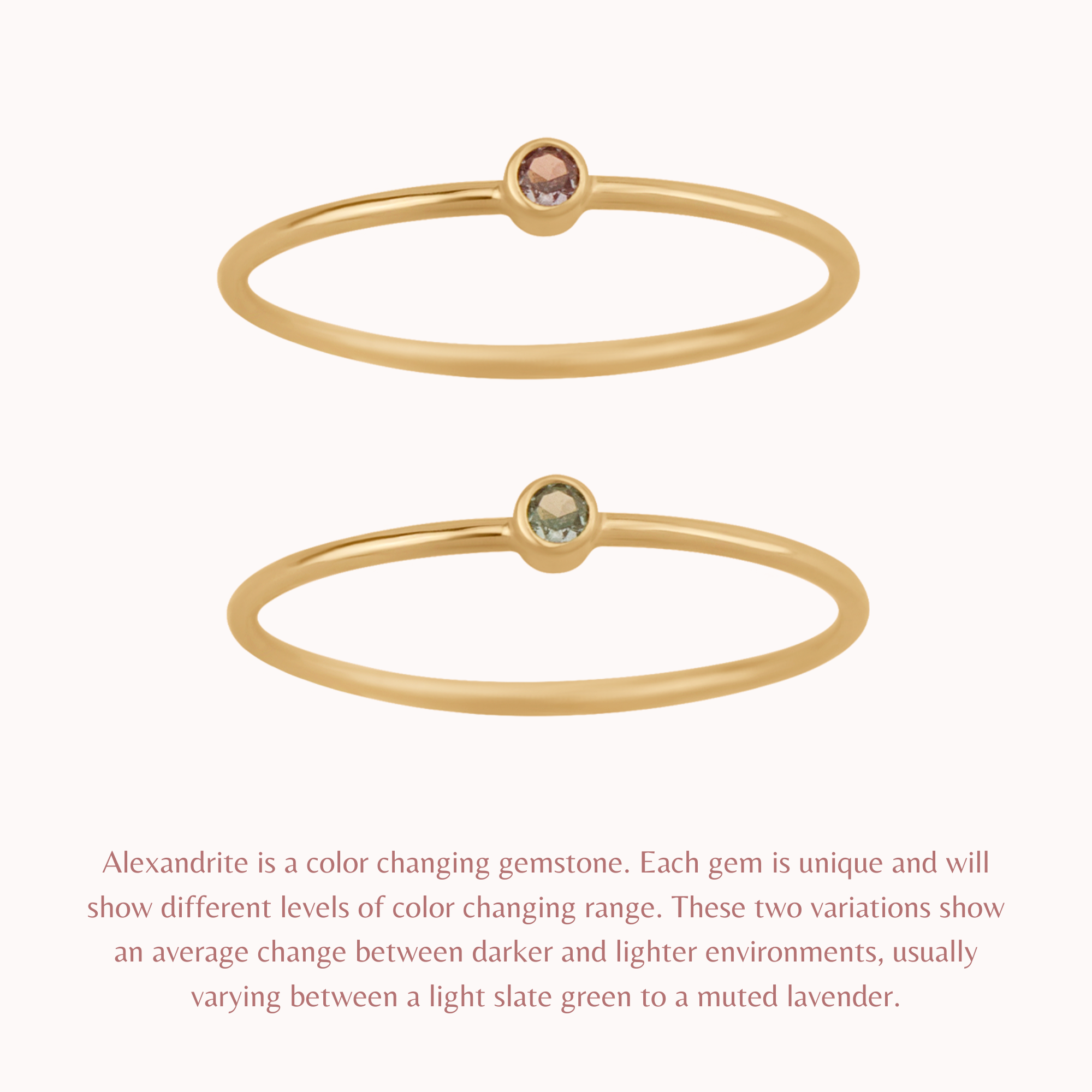 Anillo pequeño con piedra natal de junio: alejandrita