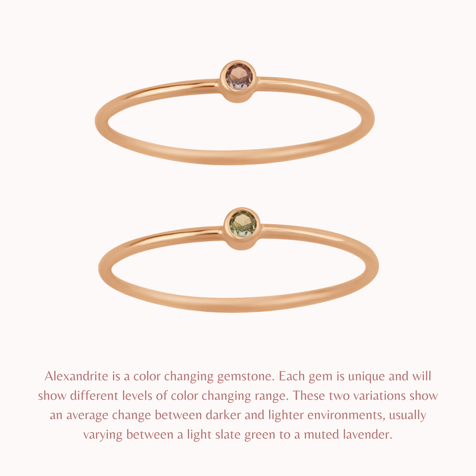 Anillo pequeño con piedra natal de junio: alejandrita