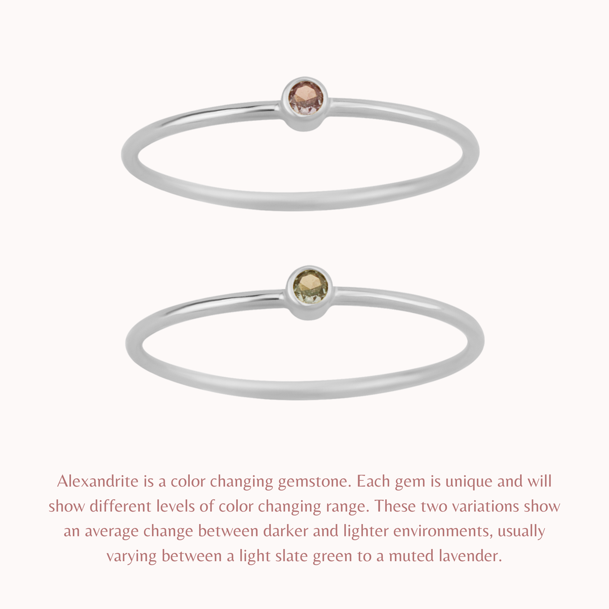 Anillo pequeño con piedra natal de junio: alejandrita